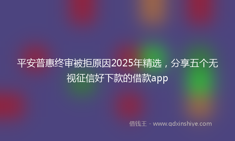 平安普惠终审被拒原因2025年精选，分享五个无视征信好下款的借款app