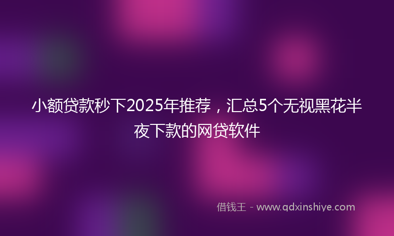 小额贷款秒下2025年推荐，汇总5个无视黑花半夜下款的网贷软件