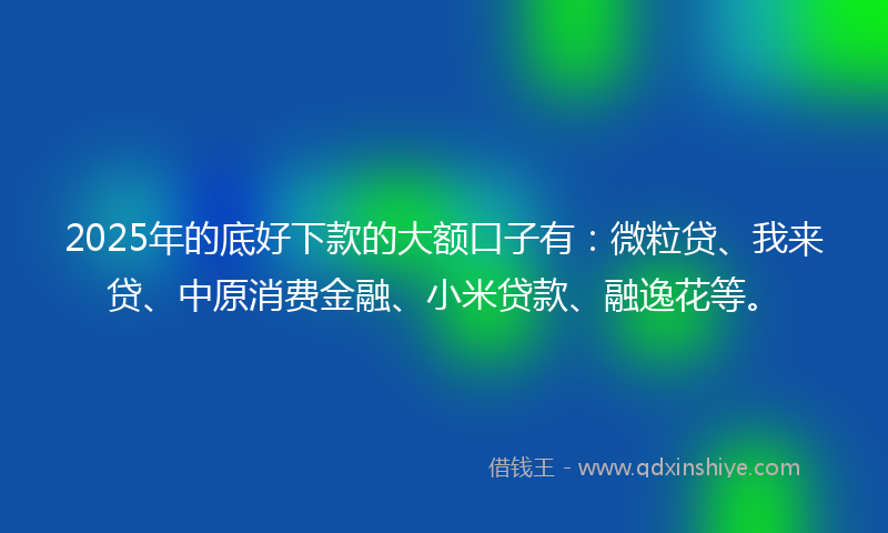 2025年的底好下款的大额口子有：微粒贷、我来贷、中原消费金融、小米贷款、融逸花等。