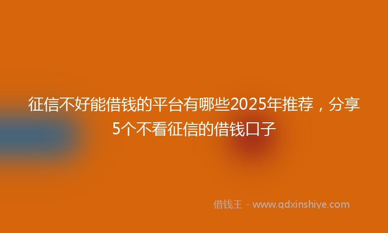 征信不好能借钱的平台有哪些2025年推荐，分享5个不看征信的借钱口子