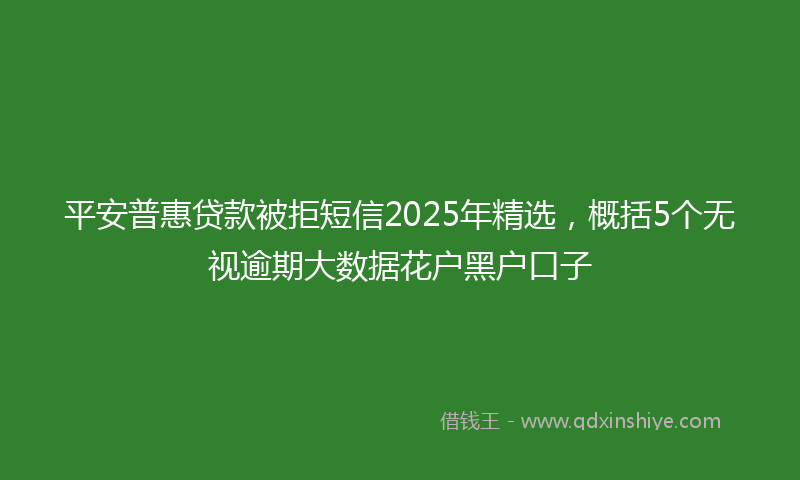平安普惠贷款被拒短信2025年精选，概括5个无视逾期大数据花户黑户口子