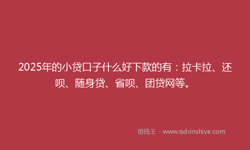 2025年的小贷口子什么好下款的有：拉卡拉、还呗、随身贷、省呗、团贷网等。