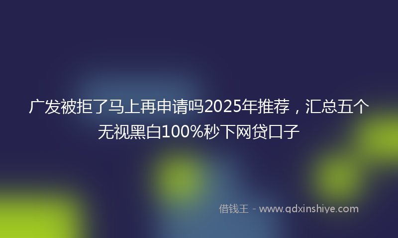 广发被拒了马上再申请吗2025年推荐，汇总五个无视黑白100%秒下网贷口子