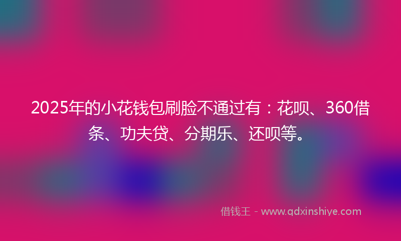 2025年的小花钱包刷脸不通过有：花呗、360借条、功夫贷、分期乐、还呗等。