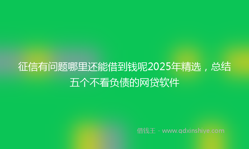 征信有问题哪里还能借到钱呢2025年精选，总结五个不看负债的网贷软件