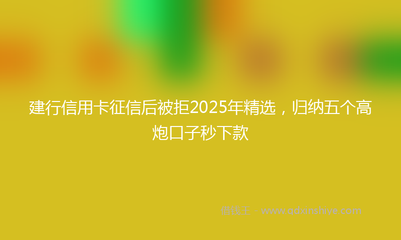 建行信用卡征信后被拒2025年精选，归纳五个高炮口子秒下款