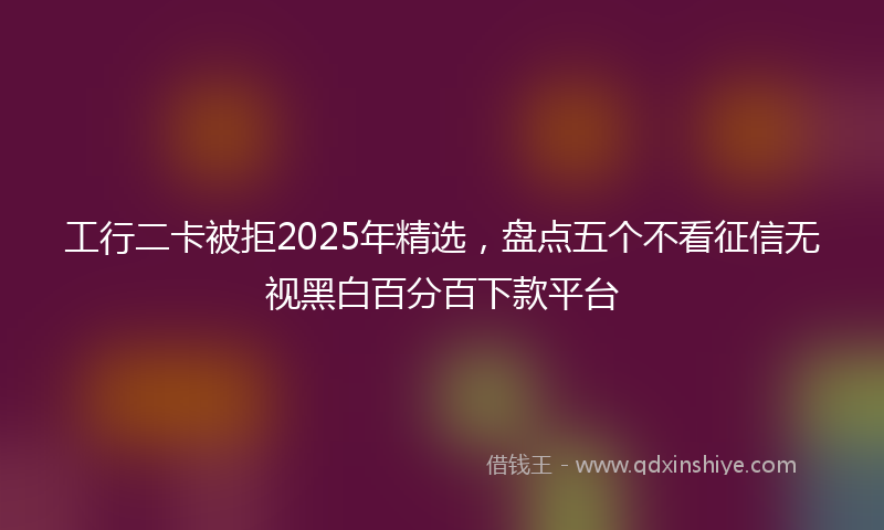 工行二卡被拒2025年精选，盘点五个不看征信无视黑白百分百下款平台