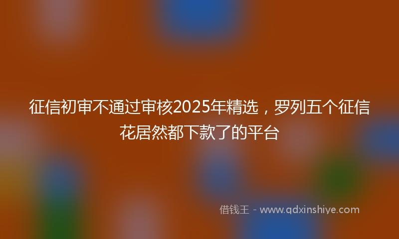 征信初审不通过审核2025年精选，罗列五个征信花居然都下款了的平台