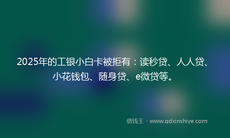 2025年的工银小白卡被拒有：读秒贷、人人贷、小花钱包、随身贷、e微贷等。