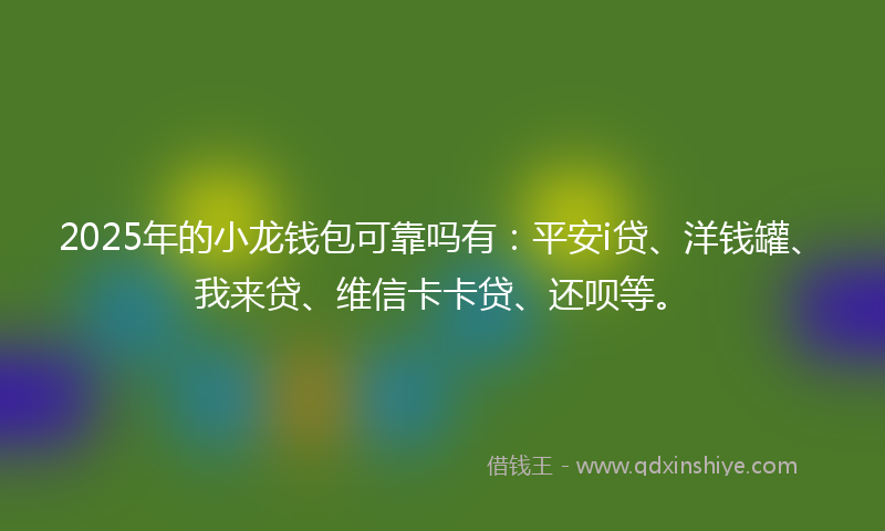 2025年的小龙钱包可靠吗有：平安i贷、洋钱罐、我来贷、维信卡卡贷、还呗等。