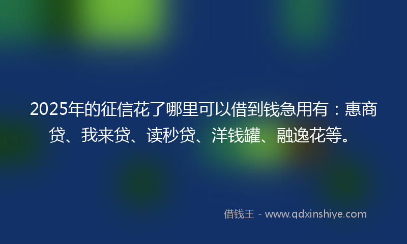 2025年的征信花了哪里可以借到钱急用有：惠商贷、我来贷、读秒贷、洋钱罐、融逸花等。