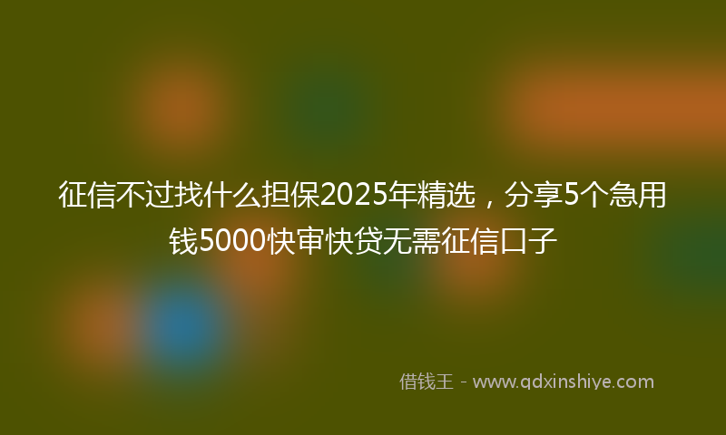 征信不过找什么担保2025年精选，分享5个急用钱5000快审快贷无需征信口子