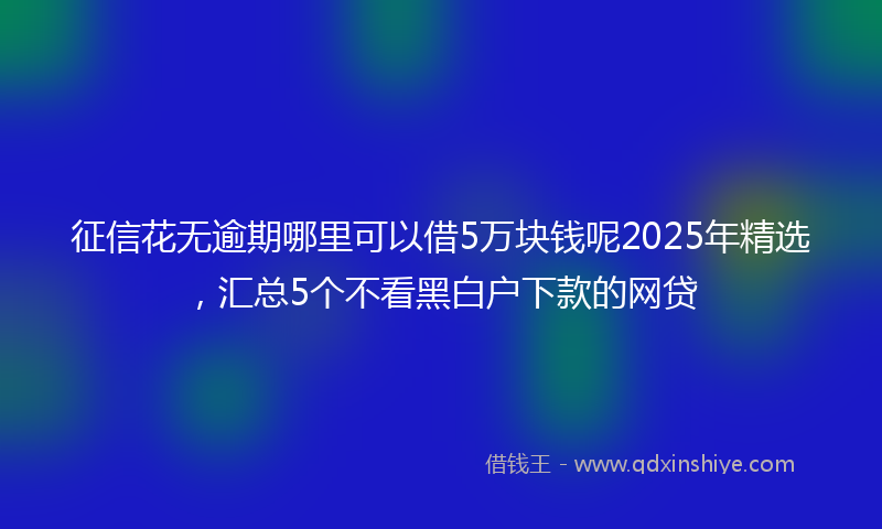 征信花无逾期哪里可以借5万块钱呢2025年精选，汇总5个不看黑白户下款的网贷