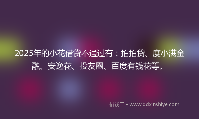 2025年的小花借贷不通过有：拍拍贷、度小满金融、安逸花、投友圈、百度有钱花等。