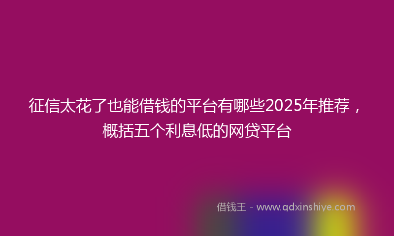 征信太花了也能借钱的平台有哪些2025年推荐，概括五个利息低的网贷平台