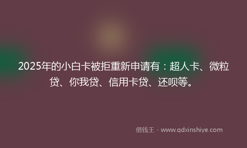 2025年的小白卡被拒重新申请有：超人卡、微粒贷、你我贷、信用卡贷、还呗等。