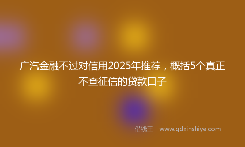 广汽金融不过对信用2025年推荐，概括5个真正不查征信的贷款口子