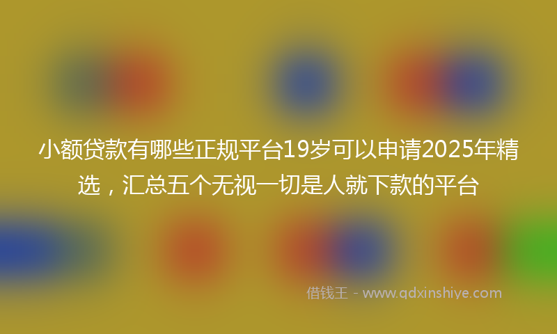 小额贷款有哪些正规平台19岁可以申请2025年精选，汇总五个无视一切是人就下款的平台