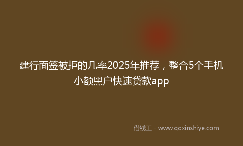 建行面签被拒的几率2025年推荐，整合5个手机小额黑户快速贷款app