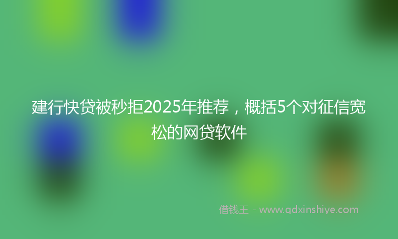 建行快贷被秒拒2025年推荐，概括5个对征信宽松的网贷软件