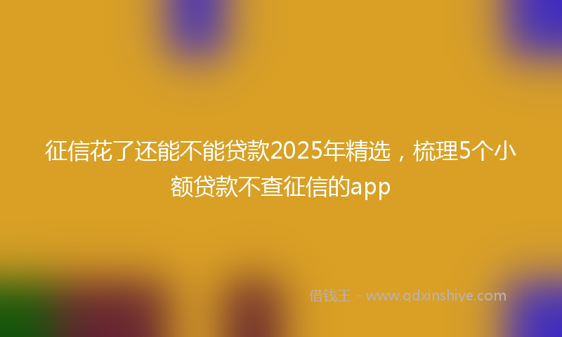 征信花了还能不能贷款2025年精选，梳理5个小额贷款不查征信的app