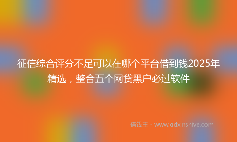 征信综合评分不足可以在哪个平台借到钱2025年精选，整合五个网贷黑户必过软件