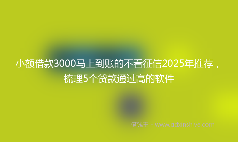 小额借款3000马上到账的不看征信2025年推荐，梳理5个贷款通过高的软件
