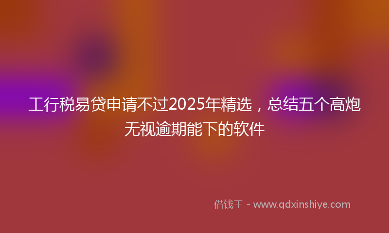 工行税易贷申请不过2025年精选，总结五个高炮无视逾期能下的软件