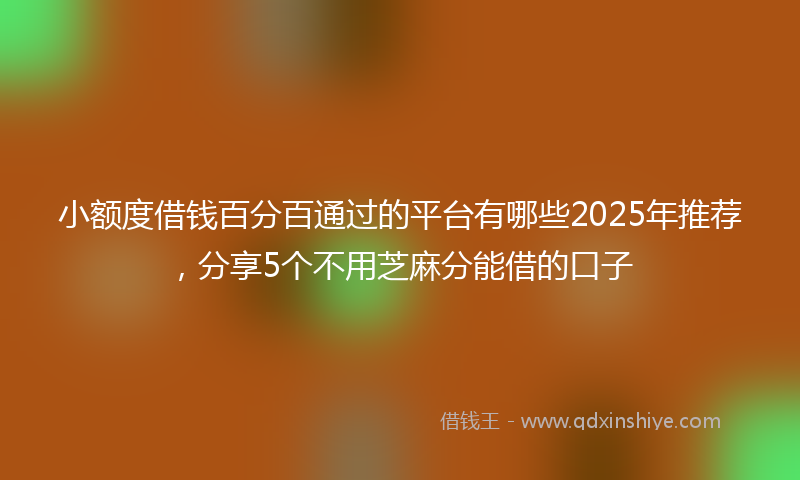 小额度借钱百分百通过的平台有哪些2025年推荐，分享5个不用芝麻分能借的口子