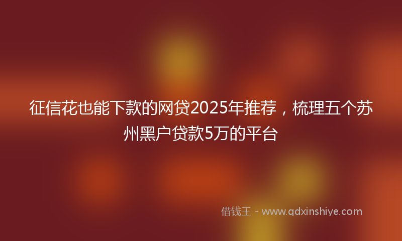 征信花也能下款的网贷2025年推荐，梳理五个苏州黑户贷款5万的平台