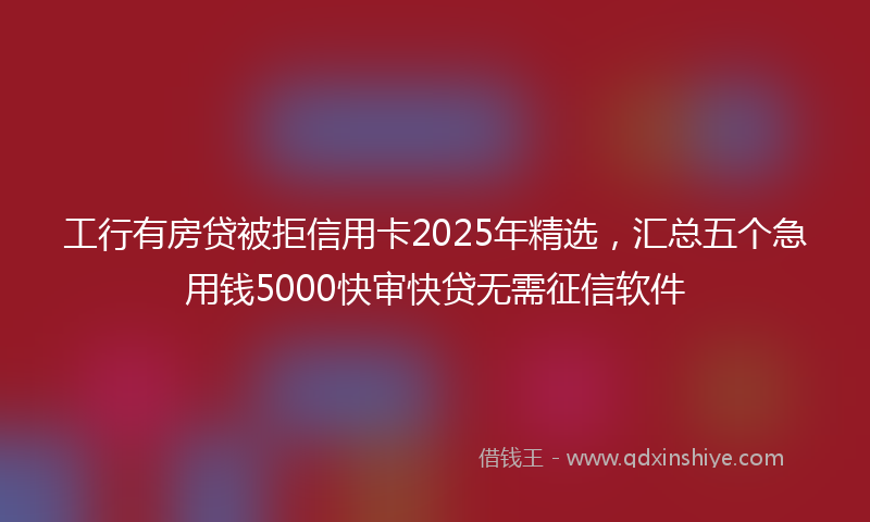 工行有房贷被拒信用卡2025年精选，汇总五个急用钱5000快审快贷无需征信软件