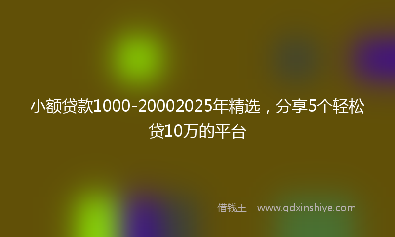 小额贷款1000-20002025年精选，分享5个轻松贷10万的平台