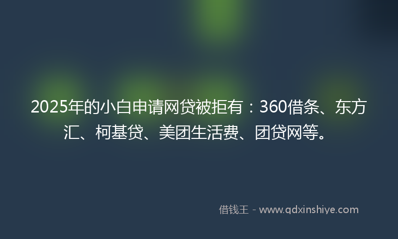 2025年的小白申请网贷被拒有：360借条、东方汇、柯基贷、美团生活费、团贷网等。