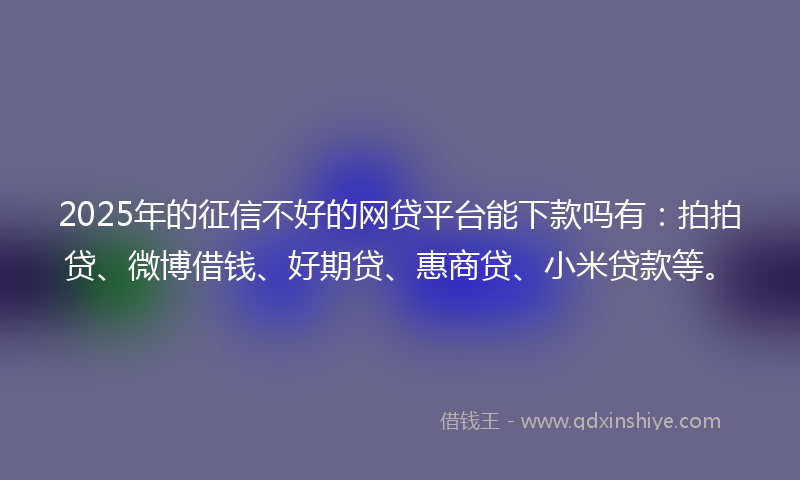 2025年的征信不好的网贷平台能下款吗有：拍拍贷、微博借钱、好期贷、惠商贷、小米贷款等。