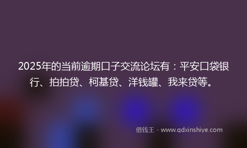 2025年的当前逾期口子交流论坛有：平安口袋银行、拍拍贷、柯基贷、洋钱罐、我来贷等。