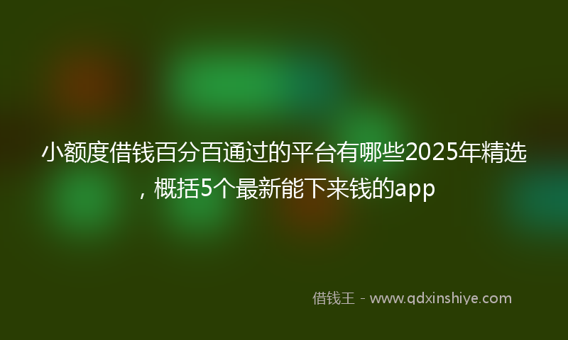 小额度借钱百分百通过的平台有哪些2025年精选，概括5个最新能下来钱的app