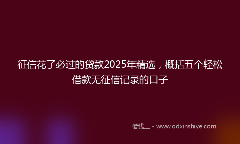 征信花了必过的贷款2025年精选，概括五个轻松借款无征信记录的口子