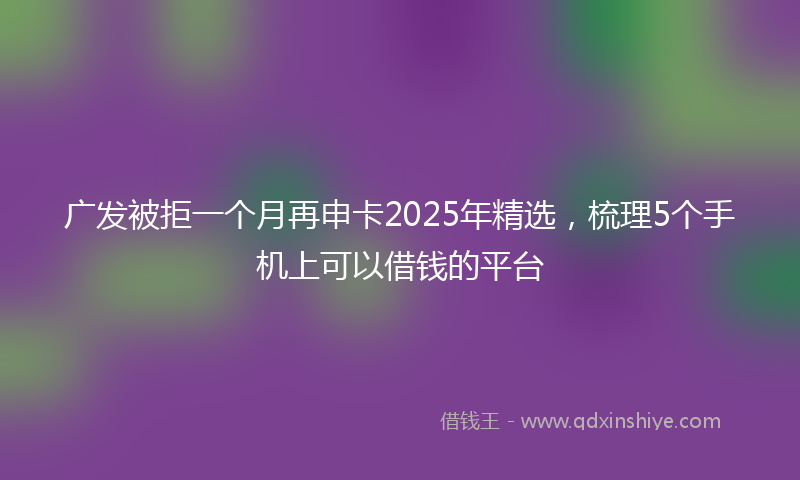 广发被拒一个月再申卡2025年精选，梳理5个手机上可以借钱的平台