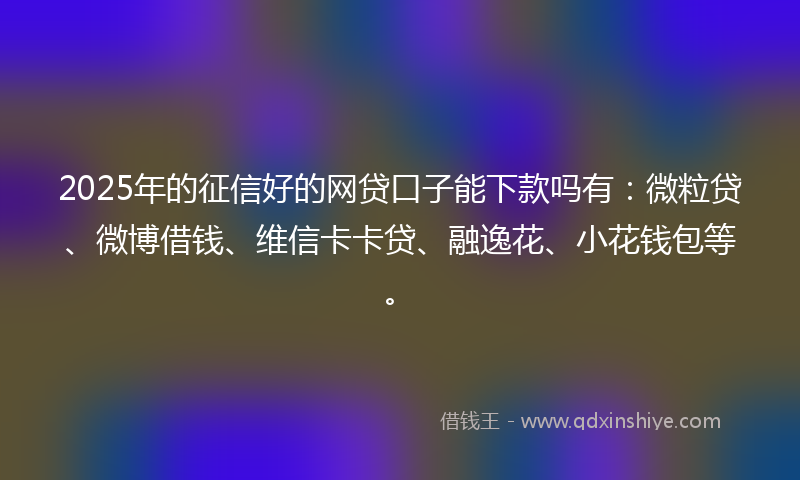 2025年的征信好的网贷口子能下款吗有：微粒贷、微博借钱、维信卡卡贷、融逸花、小花钱包等。