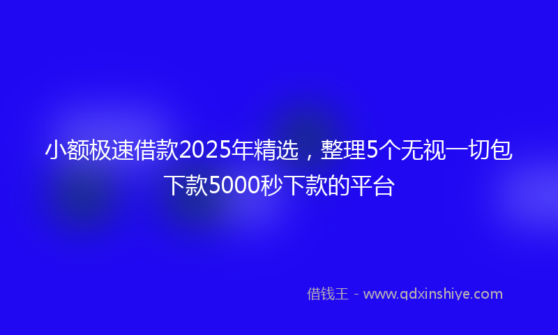 小额极速借款2025年精选，整理5个无视一切包下款5000秒下款的平台