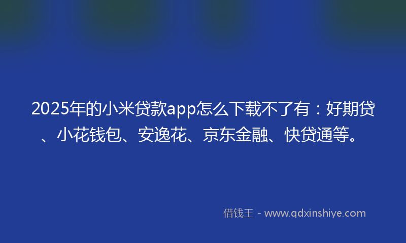 2025年的小米贷款app怎么下载不了有：好期贷、小花钱包、安逸花、京东金融、快贷通等。