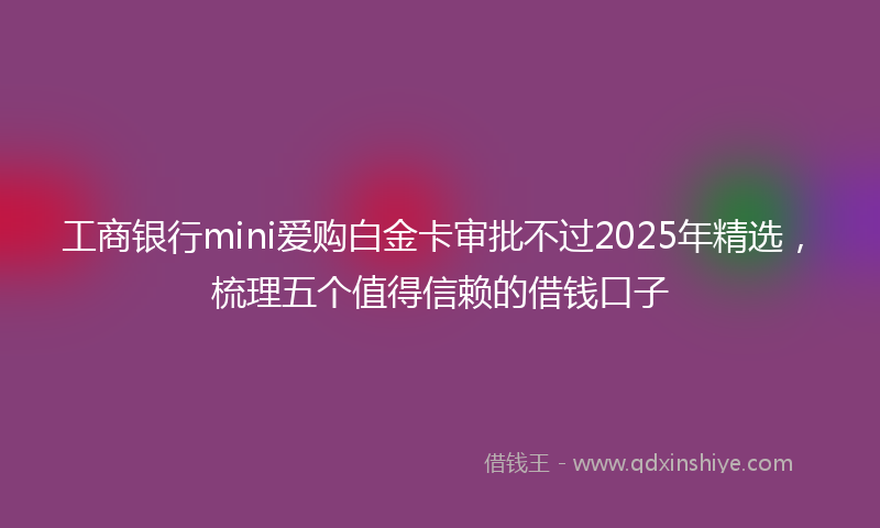 工商银行mini爱购白金卡审批不过2025年精选，梳理五个值得信赖的借钱口子