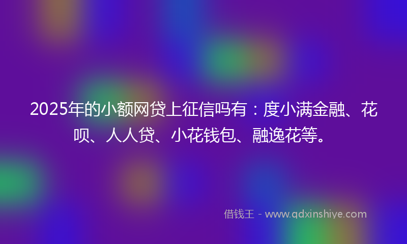 2025年的小额网贷上征信吗有：度小满金融、花呗、人人贷、小花钱包、融逸花等。