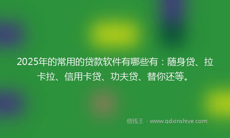 2025年的常用的贷款软件有哪些有：随身贷、拉卡拉、信用卡贷、功夫贷、替你还等。
