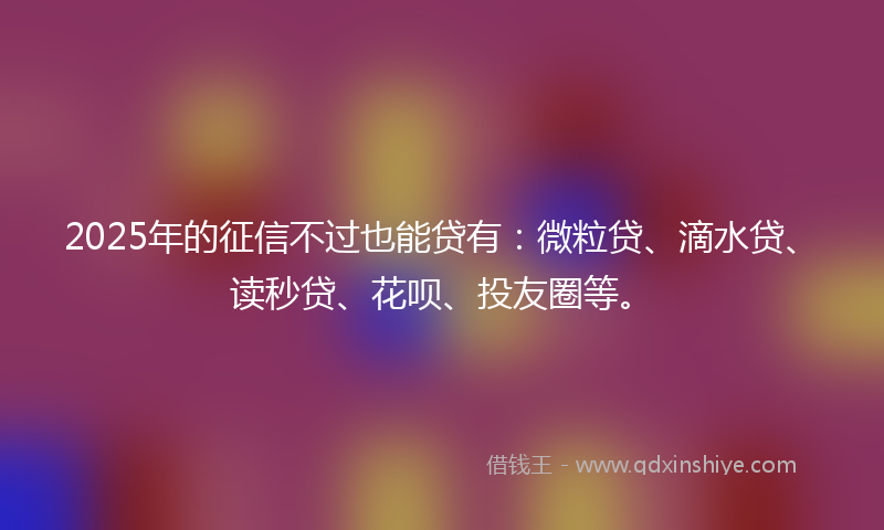 2025年的征信不过也能贷有：微粒贷、滴水贷、读秒贷、花呗、投友圈等。