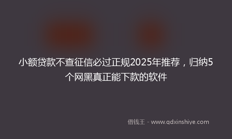 小额贷款不查征信必过正规2025年推荐，归纳5个网黑真正能下款的软件