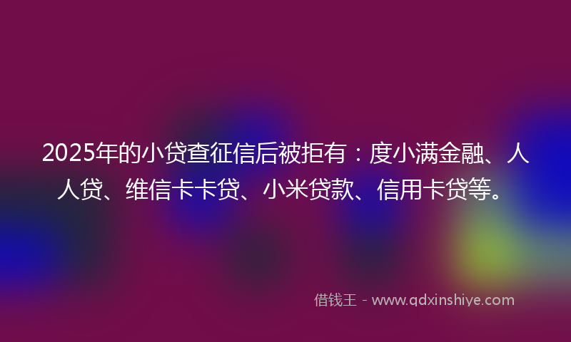 2025年的小贷查征信后被拒有：度小满金融、人人贷、维信卡卡贷、小米贷款、信用卡贷等。