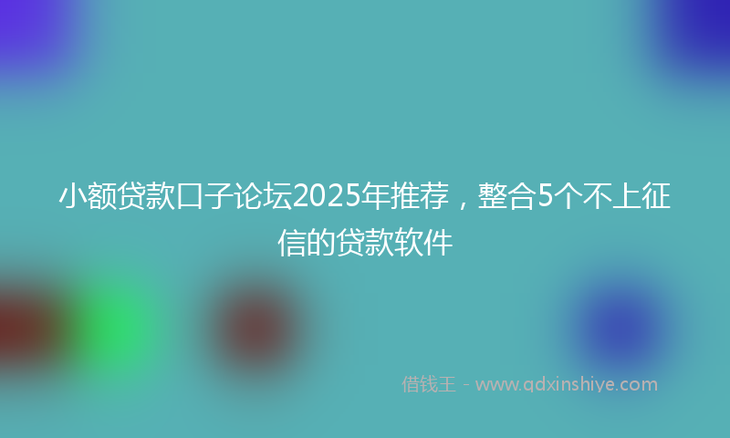 小额贷款口子论坛2025年推荐，整合5个不上征信的贷款软件