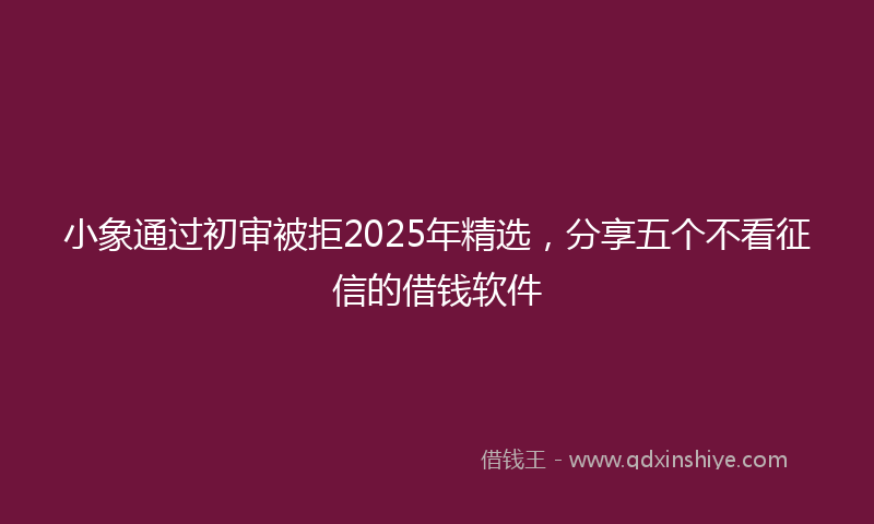 小象通过初审被拒2025年精选，分享五个不看征信的借钱软件