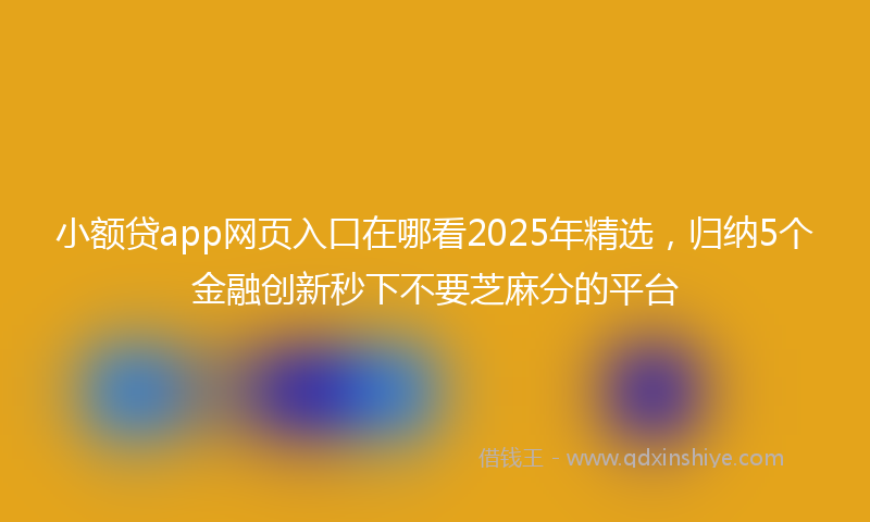 小额贷app网页入口在哪看2025年精选，归纳5个金融创新秒下不要芝麻分的平台